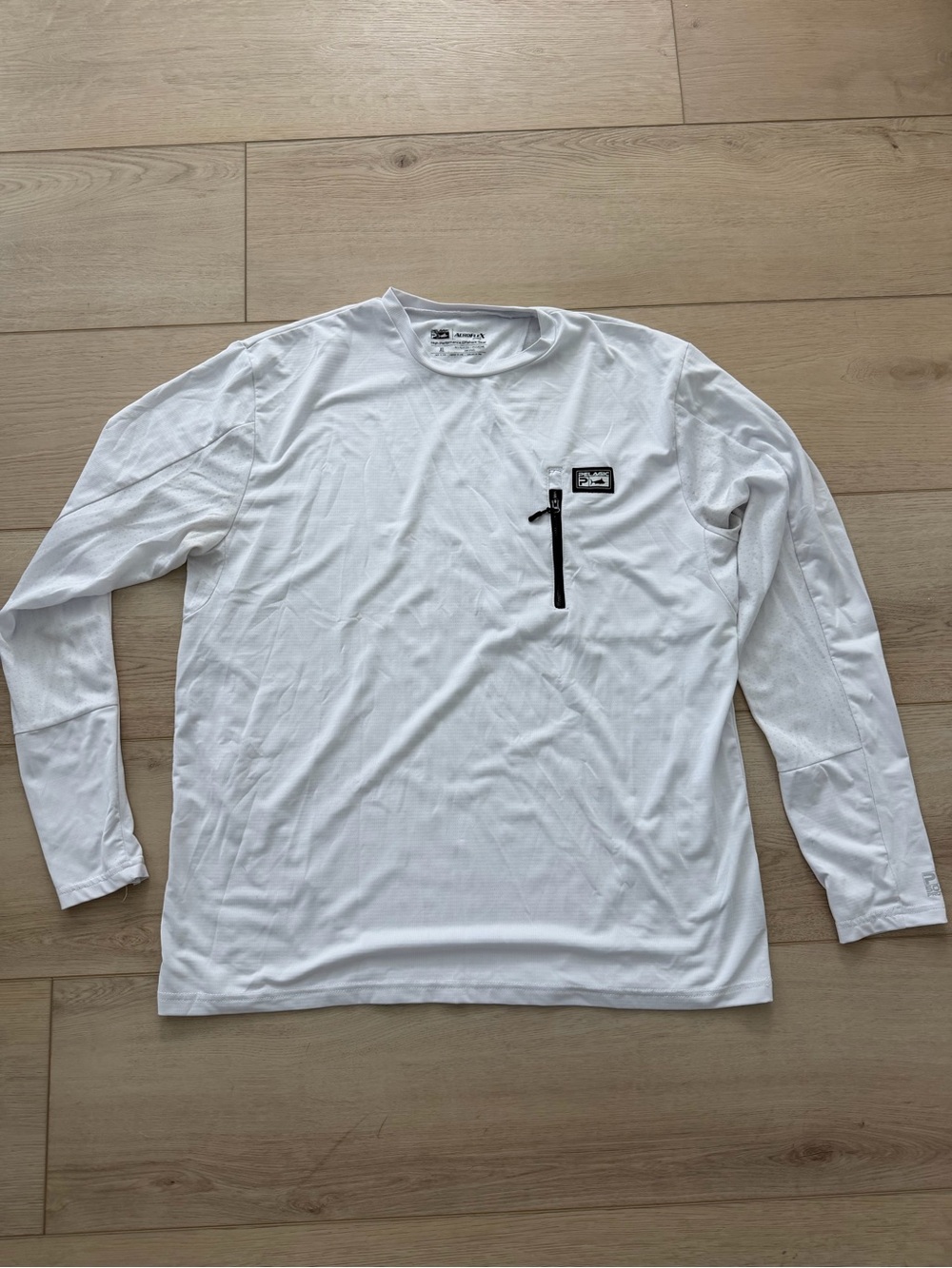 Pelagic White Long Sleeve Performance Shirt with Zip Chest Pocket